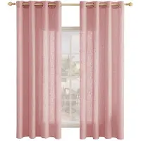 Unyqoos Linnenlook gordijnen set van 2 roze voor woonkamer en kinderkamer