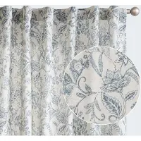 Unyqoos Elegante Linnen Gordijnen met Bloemenprint voor Stijlvolle Interieurs, Set van 2, Blauw op Beige, 140 x 225 cm