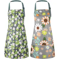 Unyqoos Set van twee verstelbare schorten met bloemenmotief voor keuken en tuin