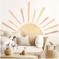 Unyqoos Zelfklevende muursticker met boho zon voor diverse interieurs, geel