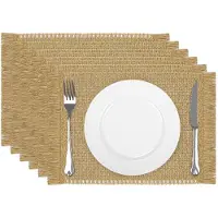 Unyqoos Set van 6 rechthoekige bruine placemats met kwast voor stijlvolle tafeldecoratie