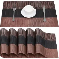 Unyqoos Set van 6 Luxe Koper- en Zwartkleurige Tafeldecoratie Matten van 30 x 45 cm