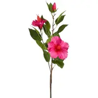 Mica Decorations Kunstbloem Hibiscus Floral - H74 cm - roze - kunststof - stelen kunstbloemen - boeket - rozen bloemetjes