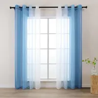 Unyqoos Transparante Voile Gordijnen met Kleurovergang voor Diverse Kamers 140 x 225 cm