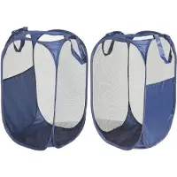 Unyqoos Opvouwbare wasmand, 2-pack pop-up wasmand voor kinderen met handgrepen, opvouwbare stoffen mand voor kleding, wasgoed en kinderspeelgoed, blauw