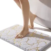 Unyqoos Luxueuze Antislip Badmat met Gouden Detail voor Stijlvolle Badkamers - 40x60 cm