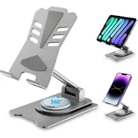 Unyqoos Verstelbare en opvouwbare standaard voor tablets en smartphones met 360 graden rotatie