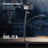 Unyqoos Flexibele montage arm voor camera en smartphone met universele klem en kogelkop