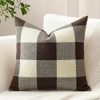 Unyqoos Decoratieve kussenhoes in bruine tartan stijl voor diverse interieurs
