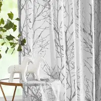 Unyqoos Transparante Voile Gordijnen Set met Metallic Takpatroon en Ingestanste Ringen voor Woonkamer en Slaapkamer