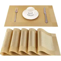 Unyqoos Placemats, afwasbare placemats, set van 6 wasbaar, PVC, hittebestendige placemats, vinyl placemats, vuilafstotende placemats voor thuis, restaurant, keuken en eettafel, 30 x 45 cm