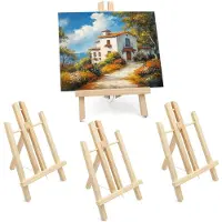Unyqoos Compacte Houten Tafelezels voor Creatieve Projecten - Set van 4, Ideaal voor Kunst en Fotopresentaties
