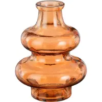 Mica Decorations Bloemenvaas Sira - transparant glas - oranje - D12 x H16 cm - vaas - sierlijk model