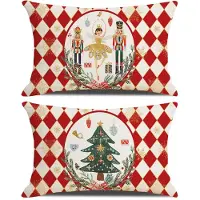 Unyqoos Set van twee rechthoekige kerstkussenslopen voor sfeervolle feestdecoratie