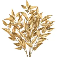 Unyqoos Set met 3 gouden, kunstmatige eucalyptus takken – decoratieve takken, verstelbare bladeren en flexibele stelen, gemakkelijk te onderhouden kerst- en tafeldecoratie