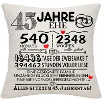 Unyqoos Decoratieve linnen kussenhoes voor 45-jarig huwelijksjubileum cadeau
