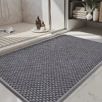 Unyqoos Absorberende en Antislip Chenille Badmat in Donker- en Lichtgrijs 40x120 cm