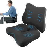 Unyqoos Ergonomisch Traagschuim Zitkussen en Rugkussen voor Comfortabel Langdurig Zitten