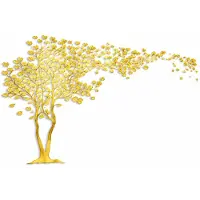 Unyqoos Decoratieve 3D Boom Muurstickers voor Sfeervolle Wanddecoratie Thuis, goud