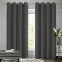 Unyqoos Donkergrijze Thermische Verduisteringsgordijnen voor Optimale Isolatie en Geluidsreductie, Set van 2, 175x140 cm
