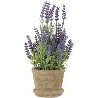 Unyqoos Stijlvolle en Levensechte Kunstlavendel in Rustieke Pot voor Binnen en Buiten, paars, 22 cm