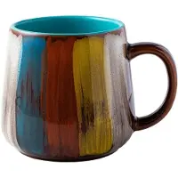 Unyqoos Grote koffiemok, cappuccinokopjes, aardewerk, koffiemok porselein 500 ml, grote mok, aardewerk, theekopje met handvat, keramische koffiemok, mok met kunstenaarsontwerp.