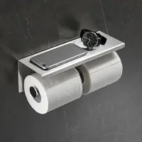 Unyqoos toiletrolhouder met opbergruimte, wandmontage – roestvrij staal, gepolijcht chroom, afgeronde randen, inclusief montageschroeven, voor de badkamer