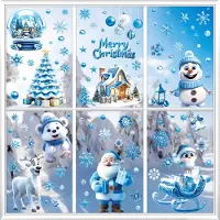 Unyqoos Zelfklevende raamstickers voor kerstdecoratie met herbruikbare sneeuwvlokken