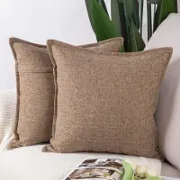 Unyqoos Set van 2 Elegante Linnen Kussenhoezen voor Woonkamer en Slaapkamer in Lichtbruin, 40 x 40 cm