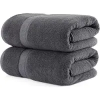 Unyqoos Set van Luxe Grote Saunahanddoeken van 100% Katoen met Ophanglus - Extra Absorberend en Zacht, Grijs