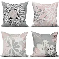 Unyqoos Set van 4 moderne kussenslopen met bloemenpatroon voor decoratie