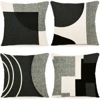 Unyqoos Kleurrijke Geometrische Linnen Kussenhoezen Set van 4 voor Binnen en Buiten 40 x 40 cm
