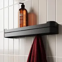 Unyqoos Zwart metalen wandrek met plank voor badkamer en keuken opbergruimte