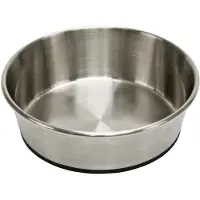 Unyqoos RVS voerbak, 1600 ml, met antislip rubberen bodem, zilver-zwart, 22 x 6,8 cm, geschikt voor honden en katten