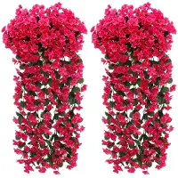 Unyqoos Kunstbloemengordijn, 90 cm, rood – 2-delige set met realistische bloemen en bladeren, kunststofranken, decoratie voor binnen en buiten, bruiloft