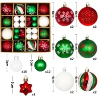 Unyqoos Set van 44 kunststof kerstballen, rood/wit, glanzend en breekvrij, met ophangoogjes – klassieke decoratie voor binnen en buiten