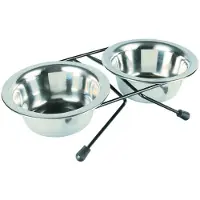 Unyqoos Dubbele voerbakset – 2 x 0,75 liter, op een verhoogd platform, ergonomisch ontwerp en vaatwasmachinebestendig, geschikt voor honden en katten
