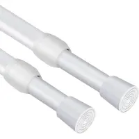 Unyqoos 2 stuks gordijnstangen zonder boren, spanstang, telescoopstang, gordijn als douchestang, gordijnstang, kledingstang, douchegordijnstang, klemstang, 105-190 cm, wit