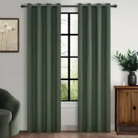 Unyqoos Olijfgroene verduisteringsgordijnen met linnenstructuur voor slaapkamer en woonkamer