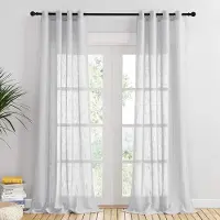Unyqoos Gordijnen in Linnenlook met Oogjes voor Slaapkamer en Woonkamer, Lichtgrijs, 2 Stuks, 240 x 132 cm