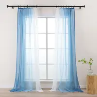 Unyqoos Transparante Voile Gordijnen met Kleurverloop en Plooiband Set van Twee 140 x 225 cm