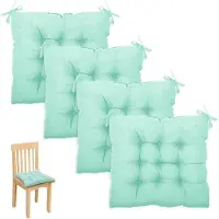 Unyqoos Comfortabele Set van 4 Mintgroene Stoelkussens met Stevige Bindbanden voor Binnen en Buiten