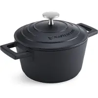Unyqoos braadpan met deksel 16 cm, lichtgewicht gegoten aluminium, inductiekookplaat en ovenbestendig, zwart