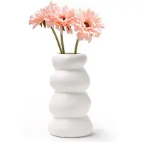 Unyqoos Witte keramische vaas voor droogbloemen en pampasgras in Scandinavische stijl