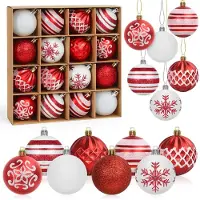 Unyqoos Set van 16 rode en witte kerstballen voor sfeervolle kerstdecoratie