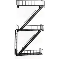 Unyqoos Brand Zwart Metalen Hangende Wandplank met Ladder voor Decoratieve Woonkamer Moderne Zwevende Plank voor Decoratie Badkamer Slaapkamer Keuken Plank Esthetische Wanddecoratie Kruiden