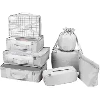 Unyqoos Reisorganizer-set, 8-delig, voor kleding en schoenen, polyester, waterafstotende schoenenzakken, transparant mesh, compact – verkrijgbaar in 7 kleuren