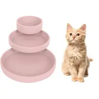 Unyqoos Ovale Voedingsbakken Set voor Katten en Kleine Honden in Vier Kleuren, Siliconen, 3 Maten