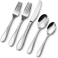 Unyqoos Bestekset, 30-delig voor 6 personen – Roestvrij staal 18/10, modern-elegant design, vaatwasmachinebestendig, inclusief messen, vorken en lepels