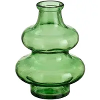 Mica Decorations Bloemenvaas Sira - transparant glas - groen - D12 x H16 cm - vaas - sierlijk model
